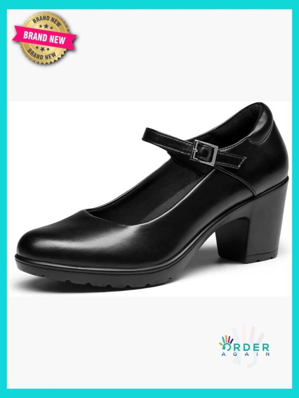 Chunky Low Block Heel Mary Jane Pumps Closed Toe Dress Work Heels Comfortable